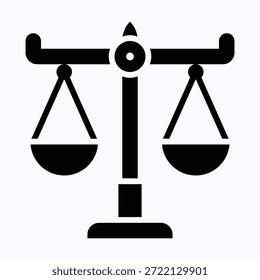 Icono de estilo sólido negro de Vector aislado de escala de equilibrio de justicia