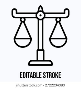 Escala de equilibrio de justicia Vector aislado Icono de estilo lineal