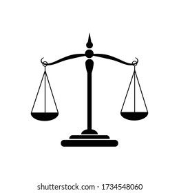 Justice balance scales. Flat vector icon