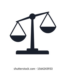 Justice balance scales icon, design isolated on gradient background isolated on white. Simply weight icon. Compare logo symbol. Scales judgment pictogram. Ui comparison element. User interface simile