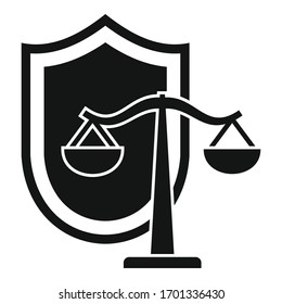 Justice balance shield icon. Simple illustration of justice balance shield vector icon for web design isolated on white background