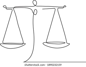 Justice. Balance.  Woman. Black And White Illustration. Scales.
Libra. Abstract