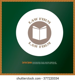 Justice  book icon on chalkboard.courthouse.vector illustration.