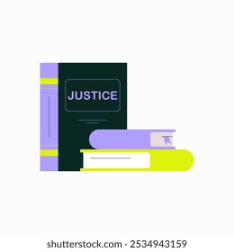 Justice Books Symbolizing Legal Knowledge And Study, Flat Vector Illustration Isolated On White Background