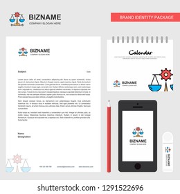 Justice Business Letterhead, Calendar 2019 and Mobile app design vector template