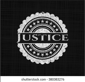 Justice chalk emblem written on a blackboard