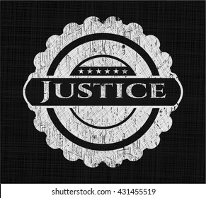 Justice chalkboard emblem on black board