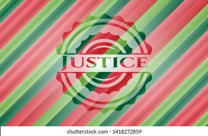 Justice christmas colors emblem. Vector Illustration. Detailed.