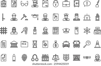 Justice collection icons High-Quality Vector Icons Collection with Editable Stroke. Ideal for Professional and Creative Projects.
