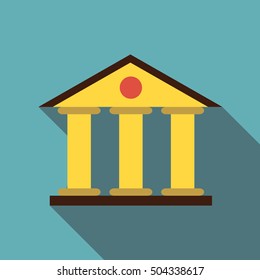 Justice court building icon. Flat illustration of justice court building vector icon for web isolated on baby blue background