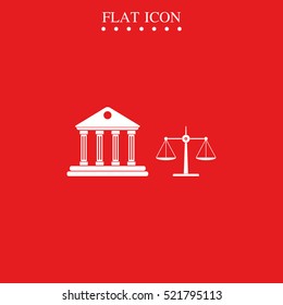 Justice court building with scales of justice.
