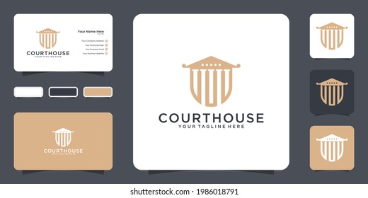 Justice Court House Logo For Lawyer, Law Firm Crime Design Icon And Business Card