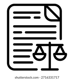 Icono de documento de justicia. Icono del Vector del documento de la justicia para el Diseño web aislado en el fondo blanco