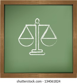 Justice drawing on blackboard background,vector