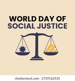 Ilustración vectorial de concepto de justicia e igualdad diseñada para proyectos de sensibilización sobre el Día Mundial de la Justicia Social.