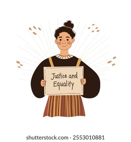 Justice and Equality Illustration with Empowered Woman