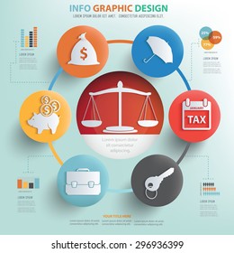Justice and finance concept info graphic design, Business concept design.