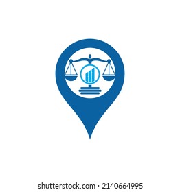 Justice finance gps shape logo vector template. Creative Law Firm with graph logo design concepts.