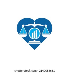 Justice finance heart shape logo vector template. Creative Law Firm with graph logo design concepts.
