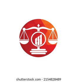 Plantilla vectorial del logotipo de la financiación de la justicia. Firma de ley creativa con diseños de logo de grafo	
