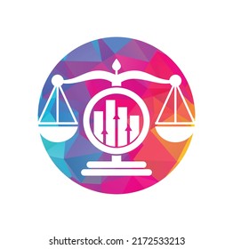 Justice finance logo vector template. Creative Law Firm with graph logo design concept.