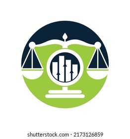 Plantilla vectorial del logotipo de la financiación de la justicia. Firma de leyes creativas con el concepto del logo gráfico.