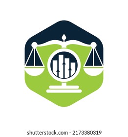 Justice finance logo vector template. Creative Law Firm with graph logo design concept.