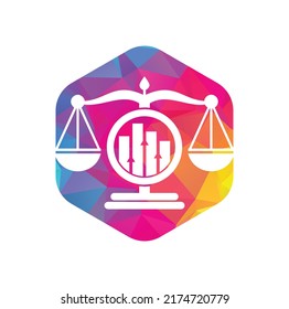 Plantilla vectorial del logotipo de la financiación de la justicia. Firma de leyes creativas con el concepto del logo gráfico.