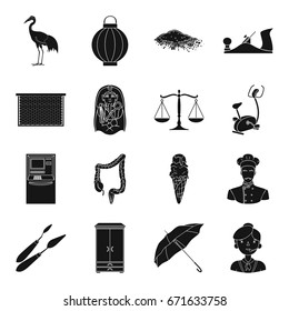 justice, finance, medicine and other web icon in black style.travel, profession, art icons in set collection.