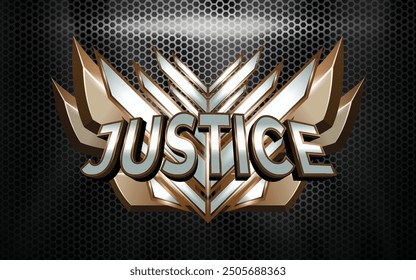 Justice Game Badge 3D with Text Effects