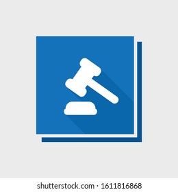 Justice gavel auction icon flat style design.