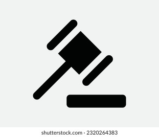 Justice Gavel Icon Judge Judgement Law Layer Hammer Auction Legal Crime Court Black White Sign Symbol Illustration Artwork Graphic Clipart EPS Vector