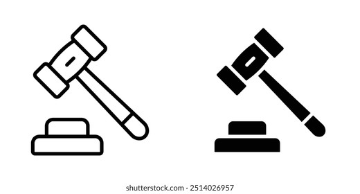 Justice Gavel Icon set - Legal Authority Symbol for Law Enforcement, Courtroom Judgment, Auction Hammer, Judge’s Hammer, Legal System, Judicial Process, Law and Order, Legal Proceedings