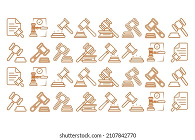 Justice Hammer and Book Vector Icon Symbol Template. Lawyer Icon. Justice Icon.