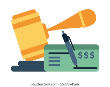 justice hammer device isolated icon vector illustration design
