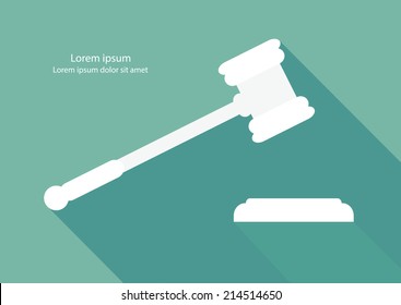 Justice hammer flat design vector.