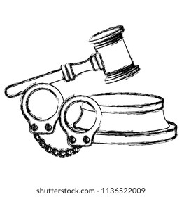justice hammer with handcuffs