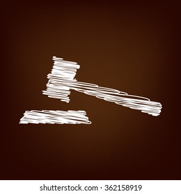 Justice hammer icon. Vector illustration with chalk effect