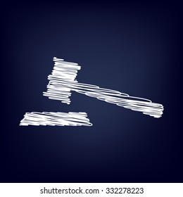 Justice hammer vector icon with chalk effect  