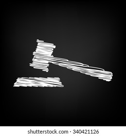 Justice hammer vector icon with chalk effect 