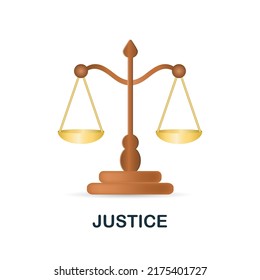 Justice icon in 3d. Colored illustration from core values collection. 3d cartoon Justice icon for web design, infographics and more