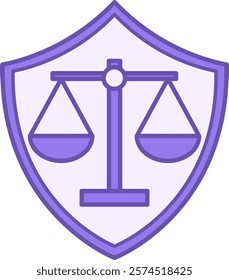 Justice Icon Color. Vector Illustration. Scales and Protection Sign. Unbiased and Impartial Attitude. Society Sector Concept