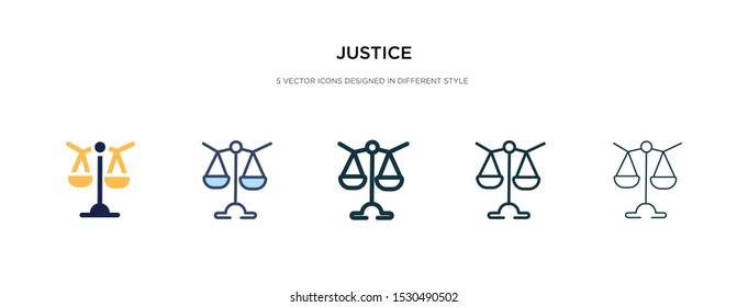 justice icon in different style vector illustration. two colored and black justice vector icons designed in filled, outline, line and stroke style can be used for web, mobile, ui