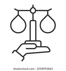 Justice icon, Law and justice symbol outline icon, editable vector illustration and transparent graphic element. Isolated on white background