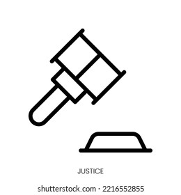 icono de justicia. Diseño De Estilo De Arte De Línea Aislado En Fondo Blanco