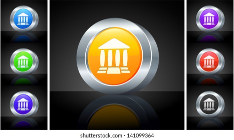 Justice Icon on 3D Button with Metallic Rim Original Illustration 