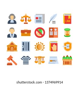 Justice icon set with flat style vector illustration