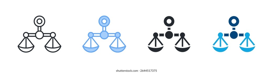 Justice Icon Set Multiple Style. Designed In Outline, Blue, Glyph, Dual Tone