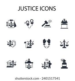 Justizsymbol set.vector.editable stroke.linear style sign for use web design,logo.Symbol illustration.