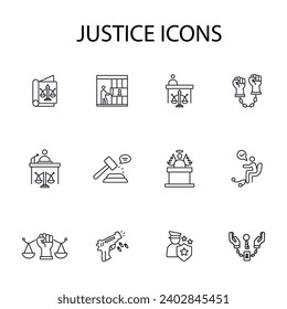 Justice icon set.vector.Editable stroke.linear style sign for use web design,logo.Symbol illustration.